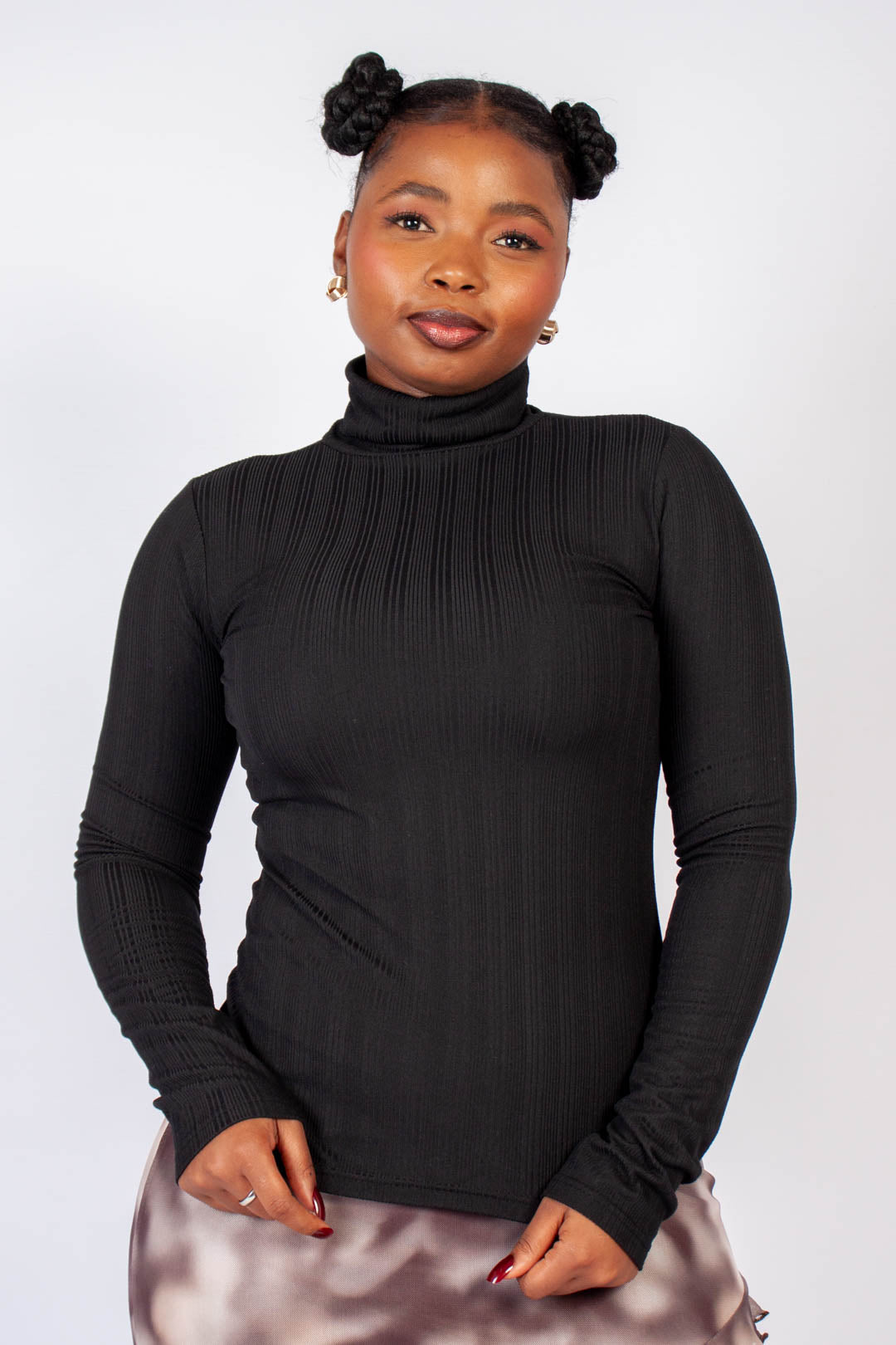 Long Sleeve Poloneck Top