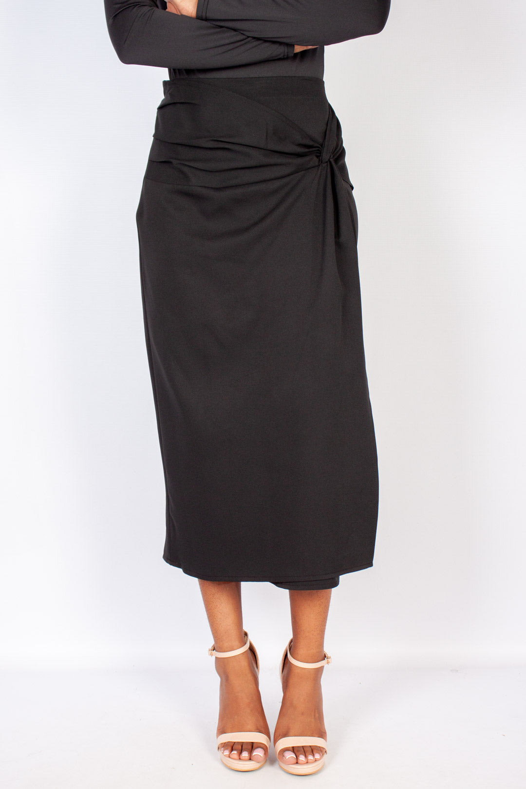 Knot Wrap Midi Skirt