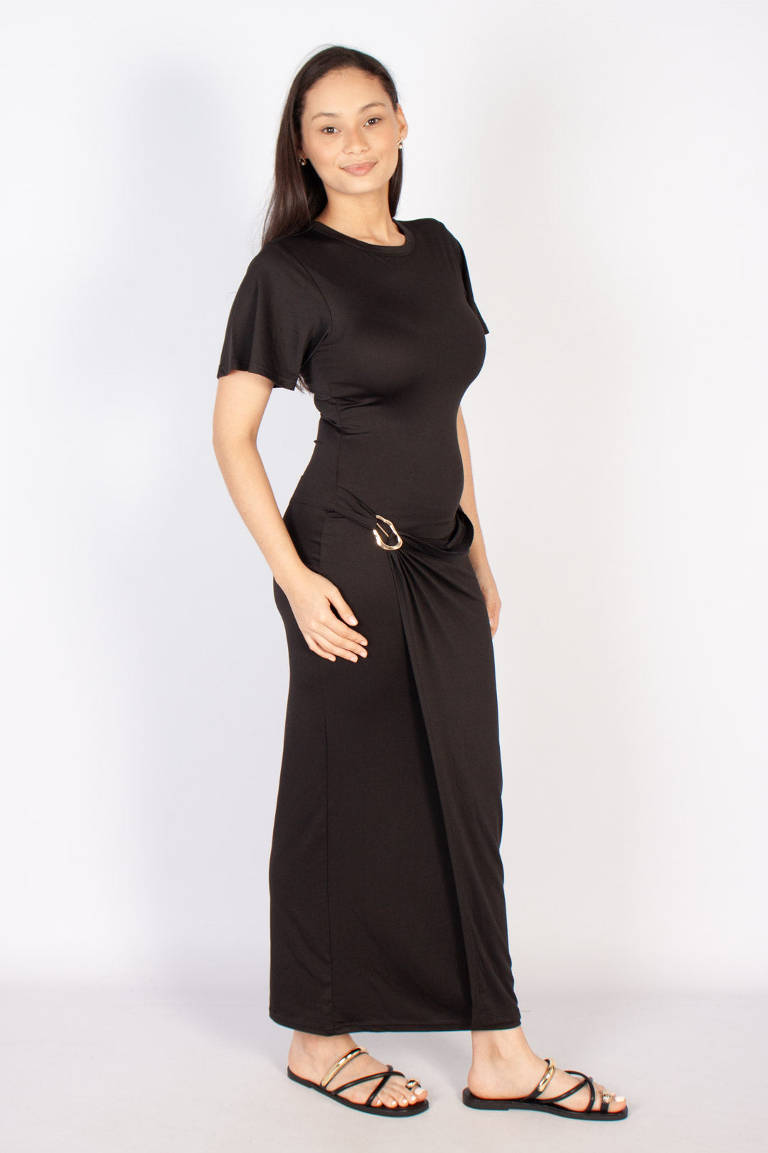 Buckle Wrap Maxi Dress