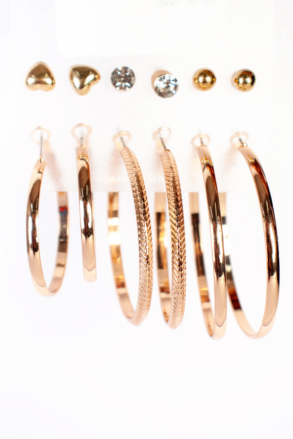 6 Stud and Hoop Earrings