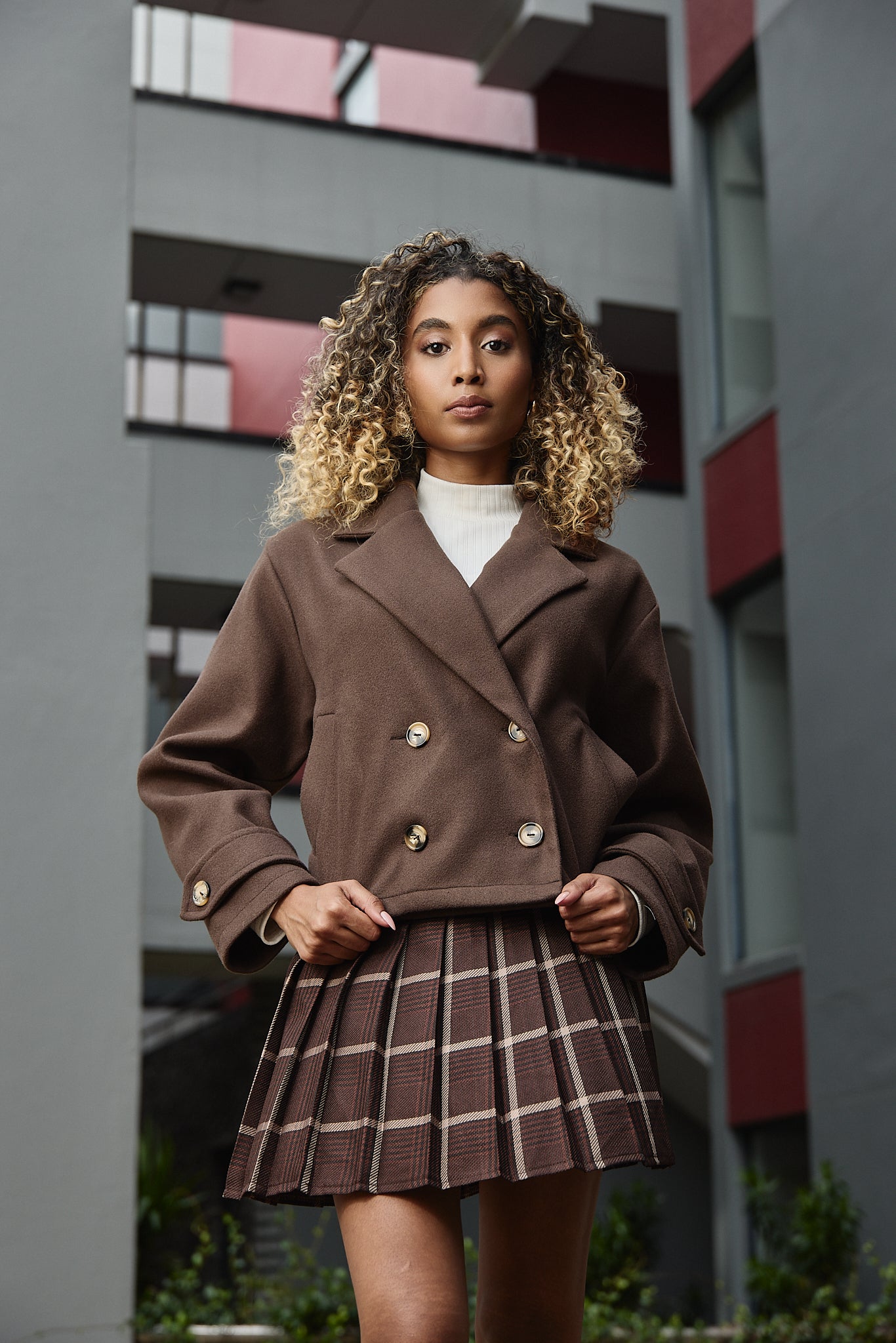 Cropped Melton Trench Coat