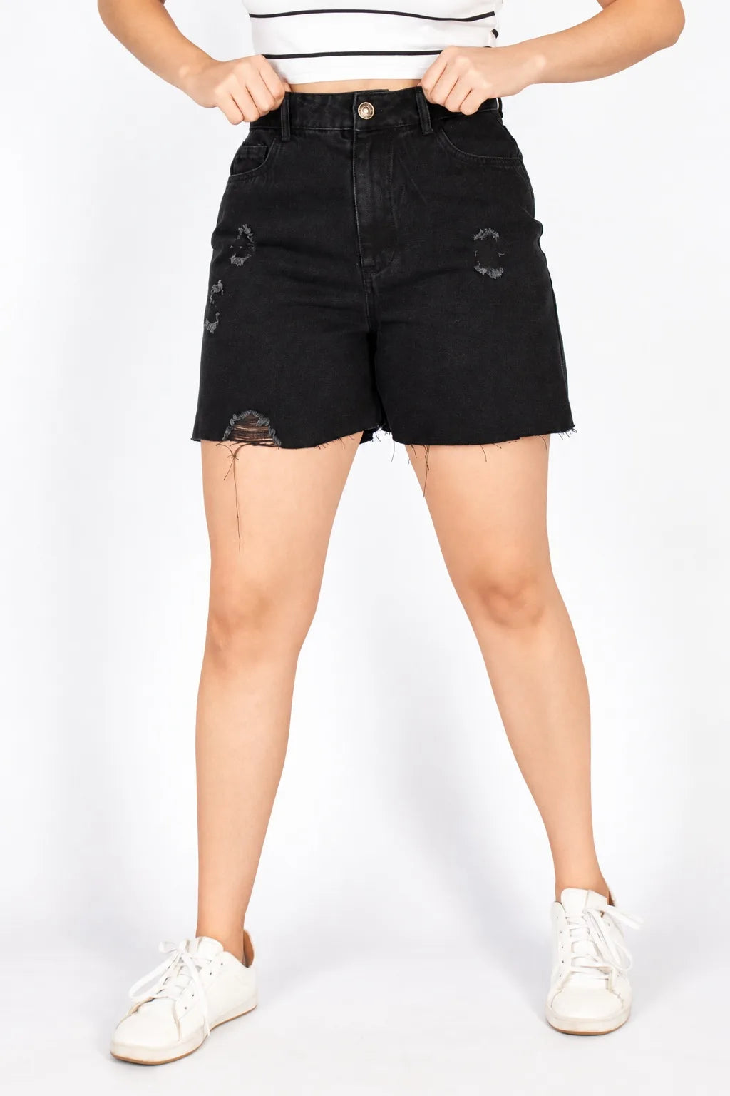 Ripped Mom Denim Shorts