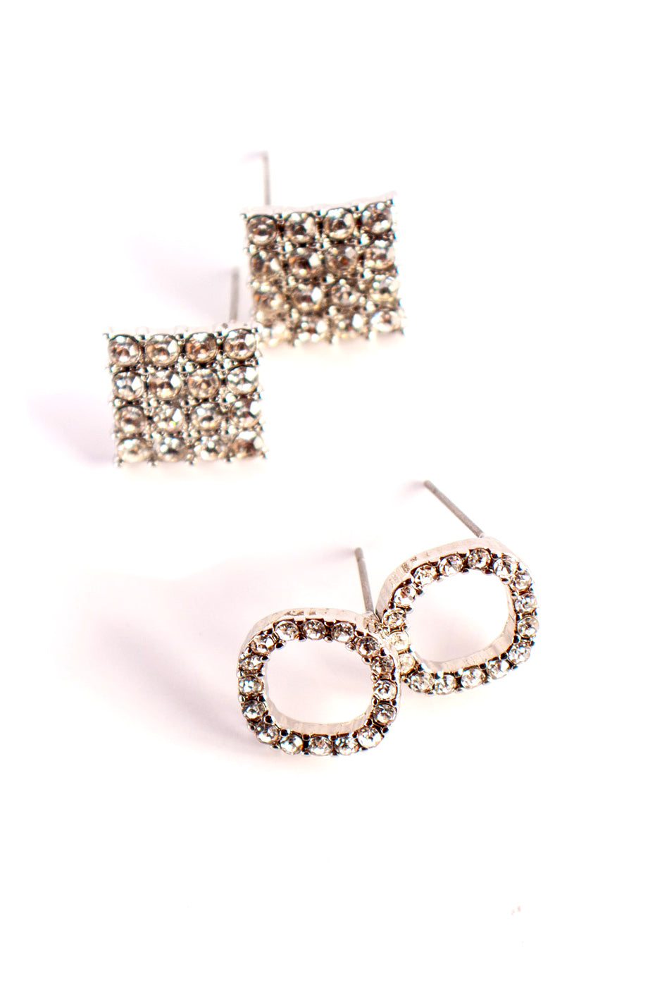 2 Pack Diamonte Earrrings