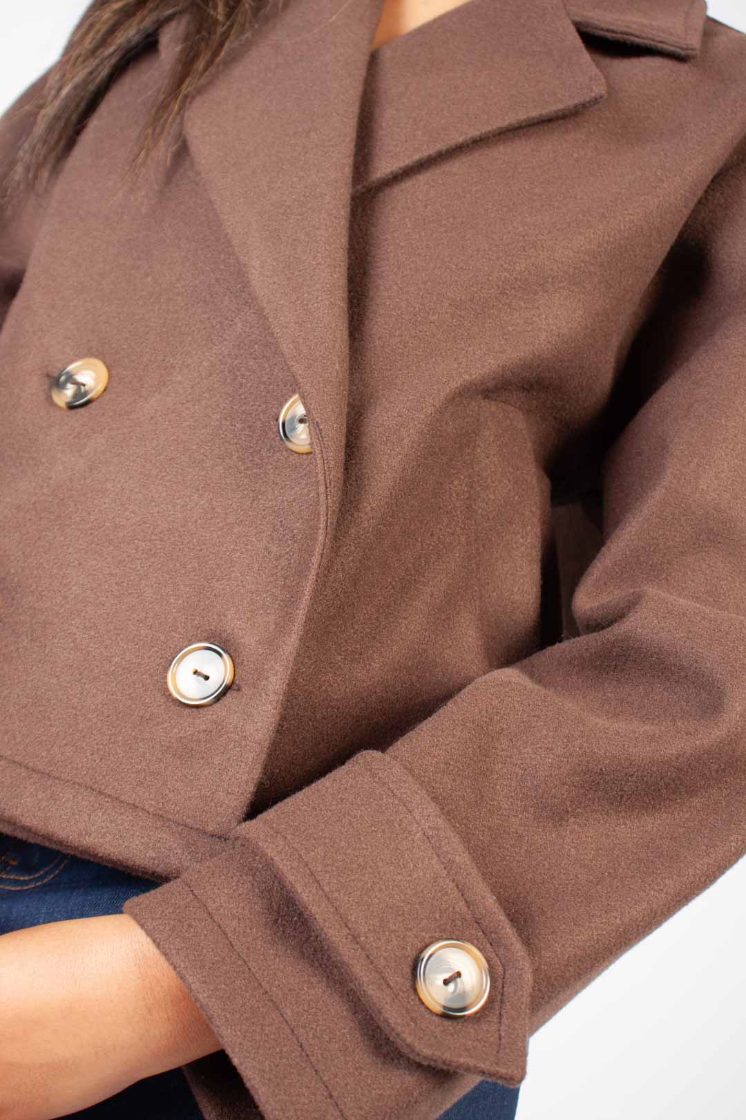 Cropped Melton Trench Coat