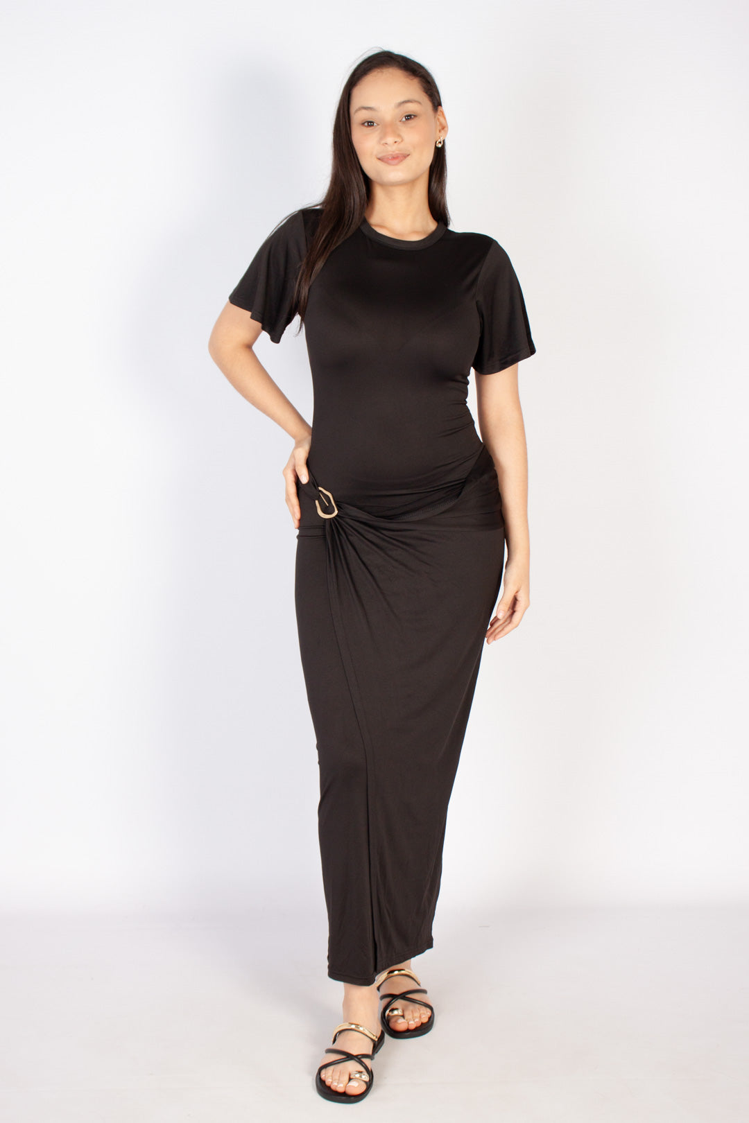 Buckle Wrap Maxi Dress