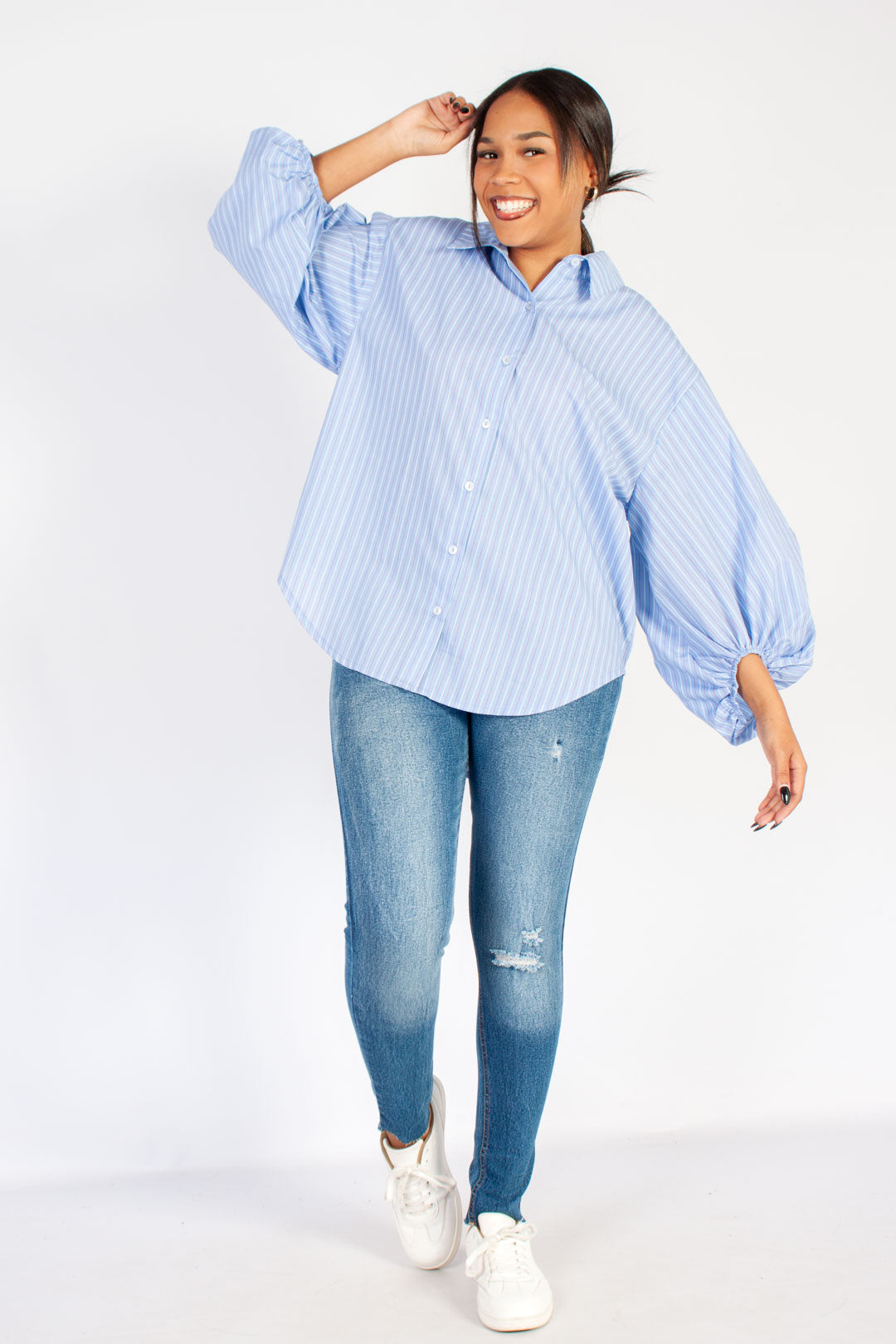Striped Puff Sleeve Shirt