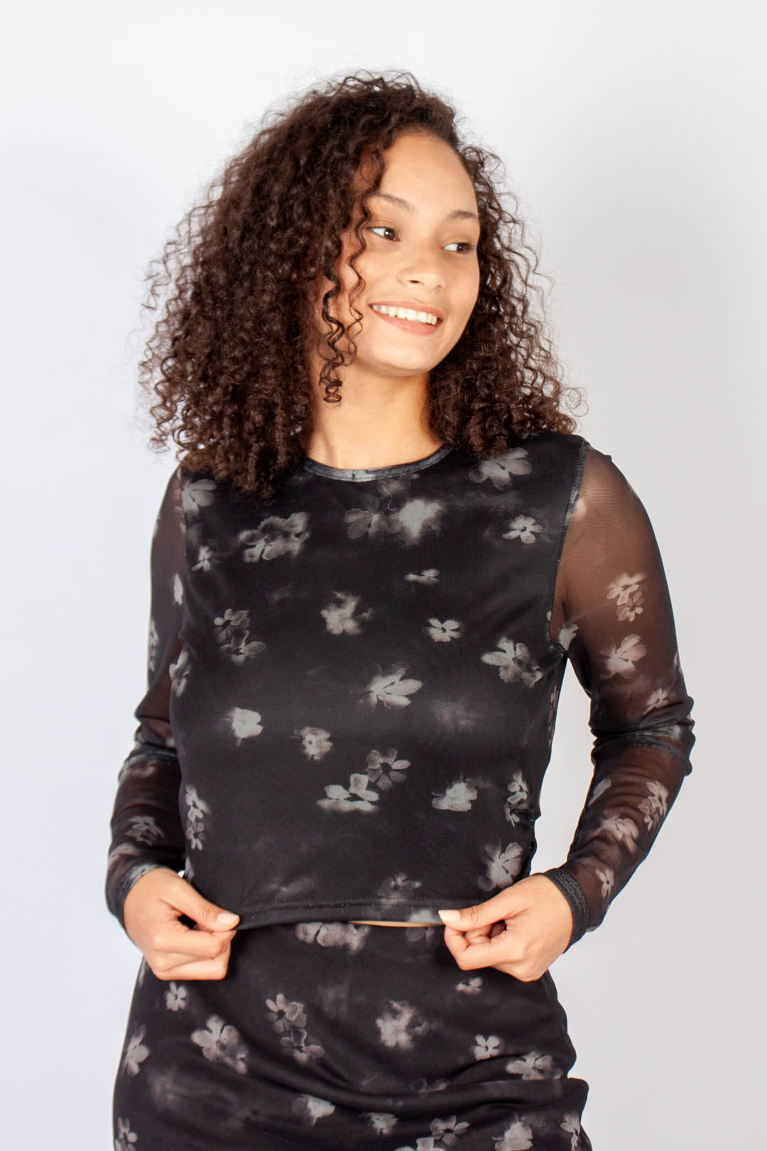 Long Sleeve Mesh Top