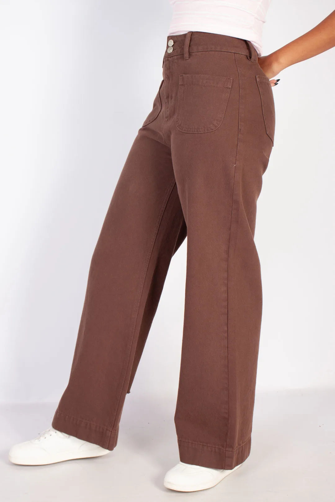 Double Button Wide Leg Jeans