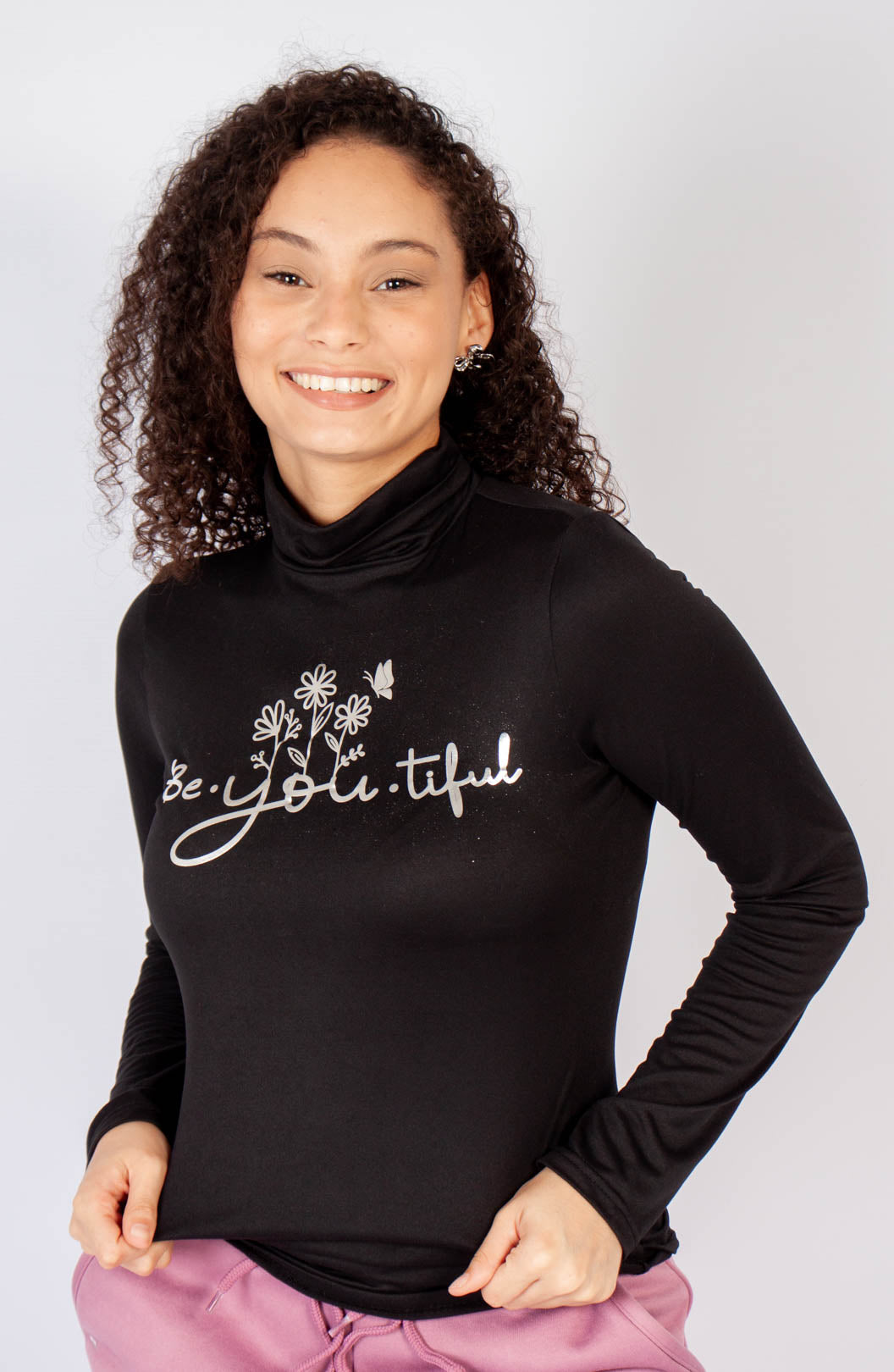 Long Sleeve Poloneck Top