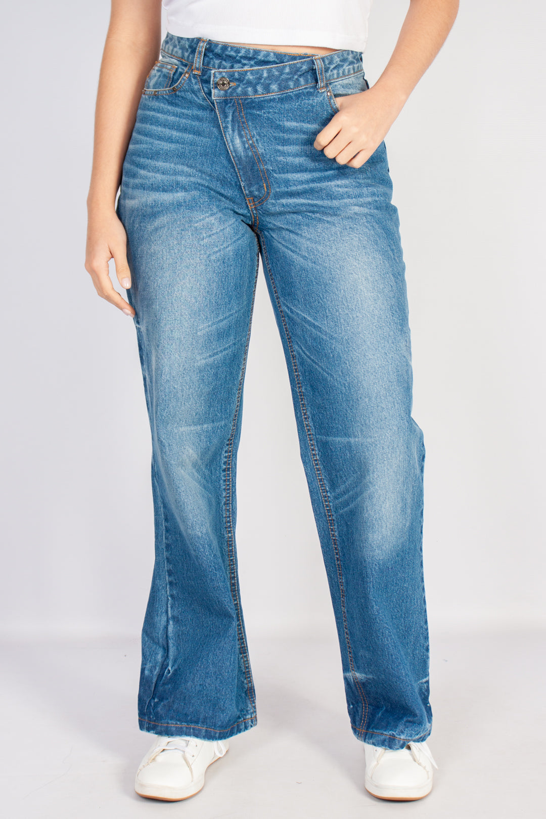 Asymmetric Waist Jeans