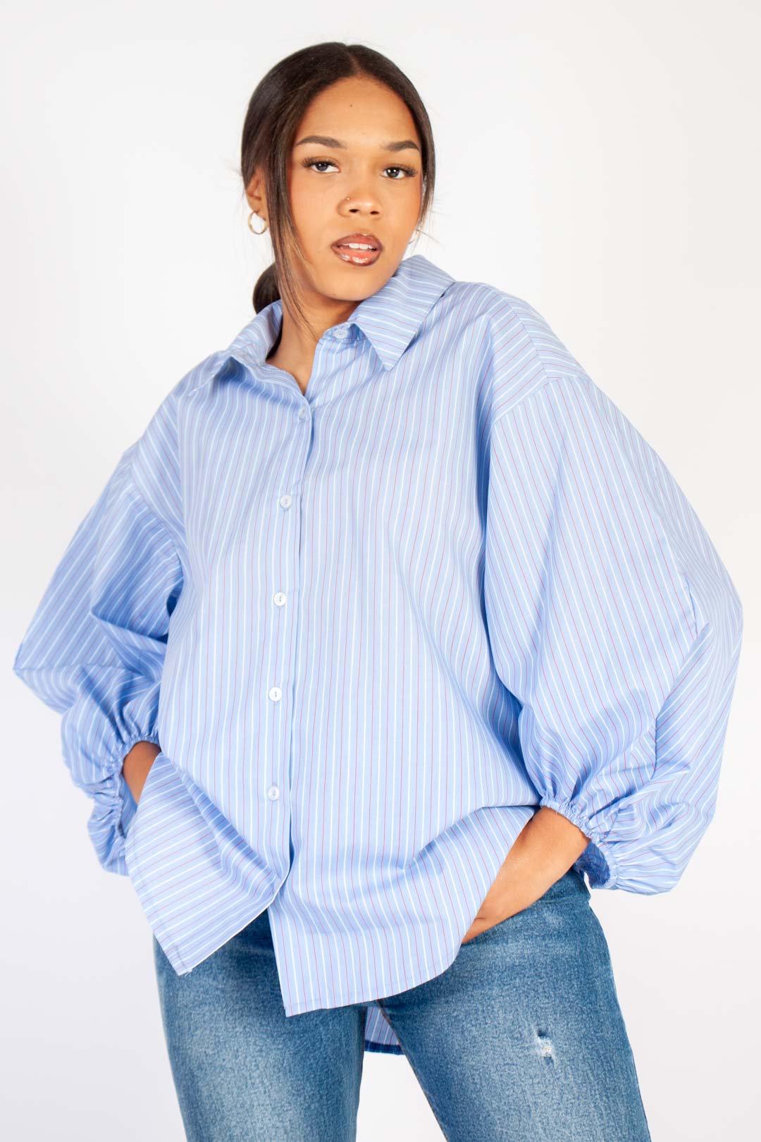 Striped Puff Sleeve Shirt
