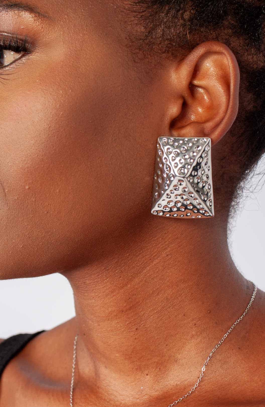Silver Pyramid Earring