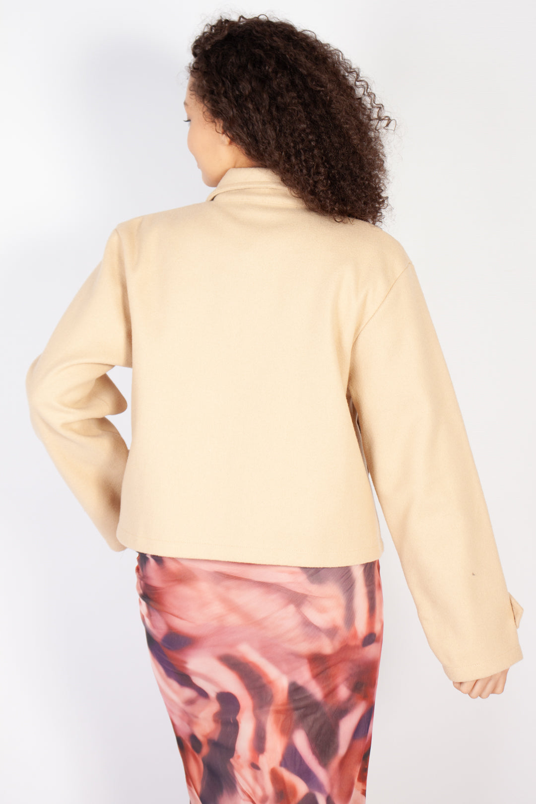 Cropped Melton Trench Coat