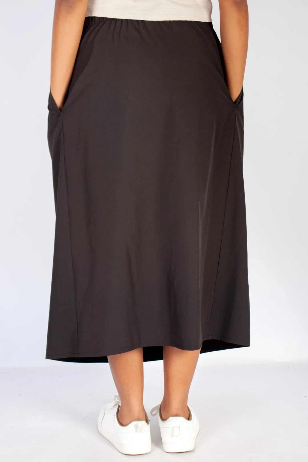 lds black poplin pocket a-line midi