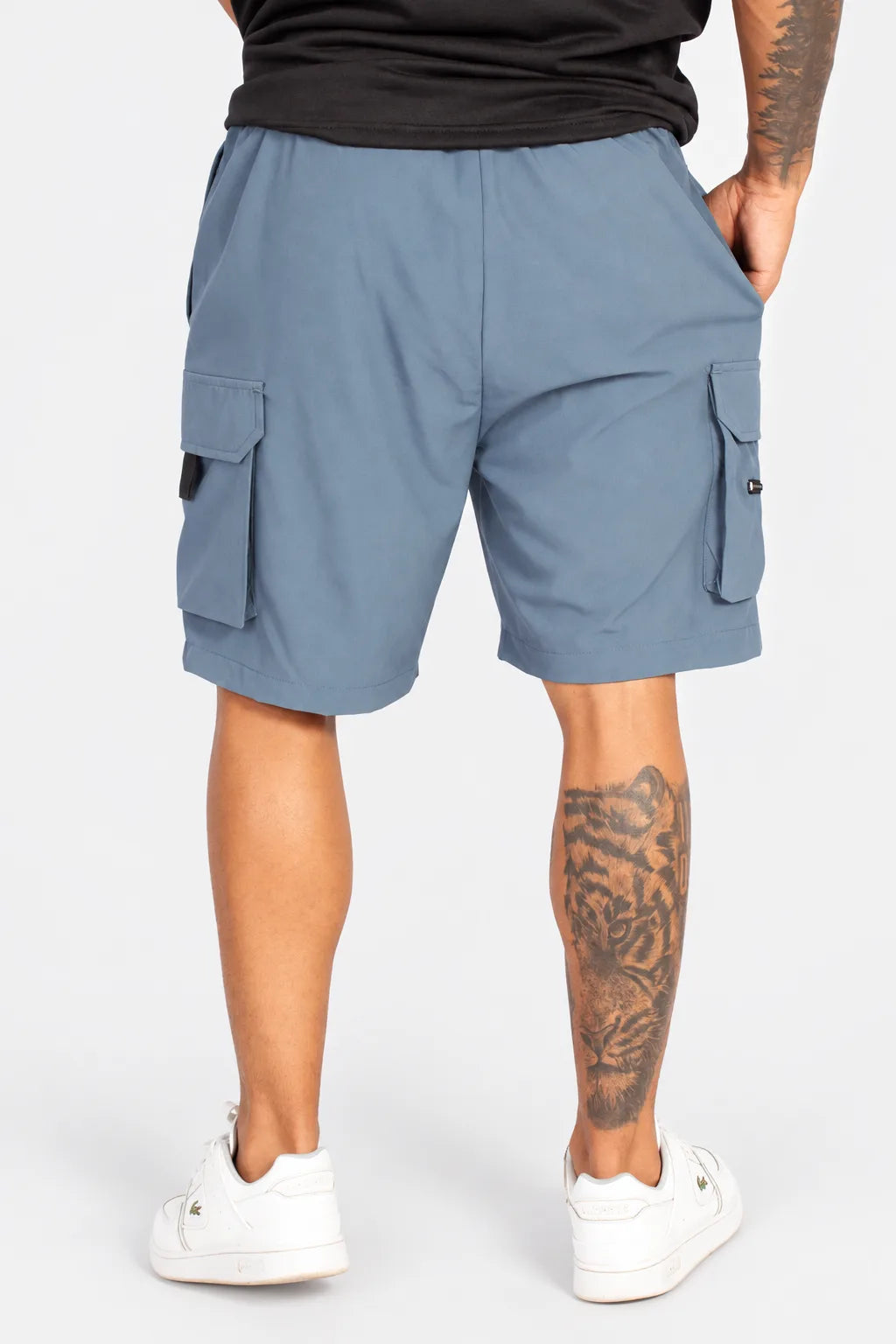 MENS GREY PARACHUTE CARGO SHORTS