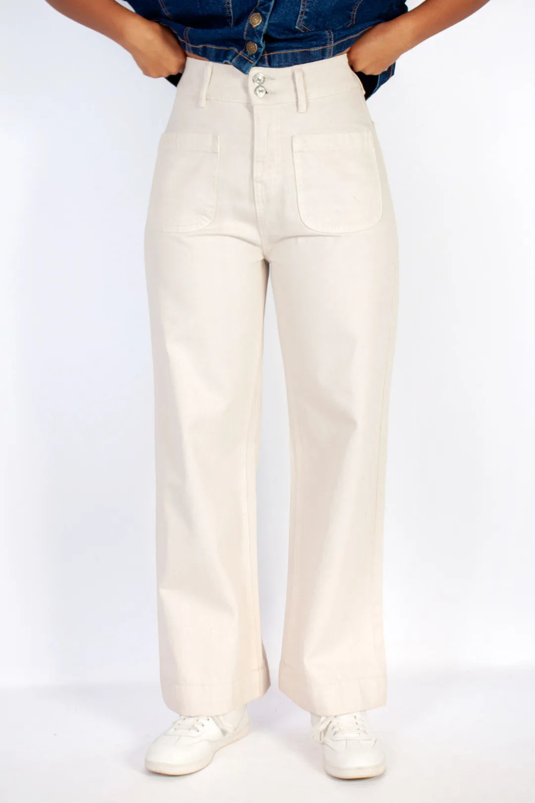 Double Button Wide Leg Jeans