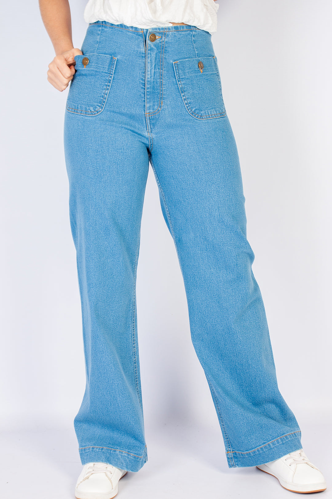 Patch Pocket Wide Leg Denim