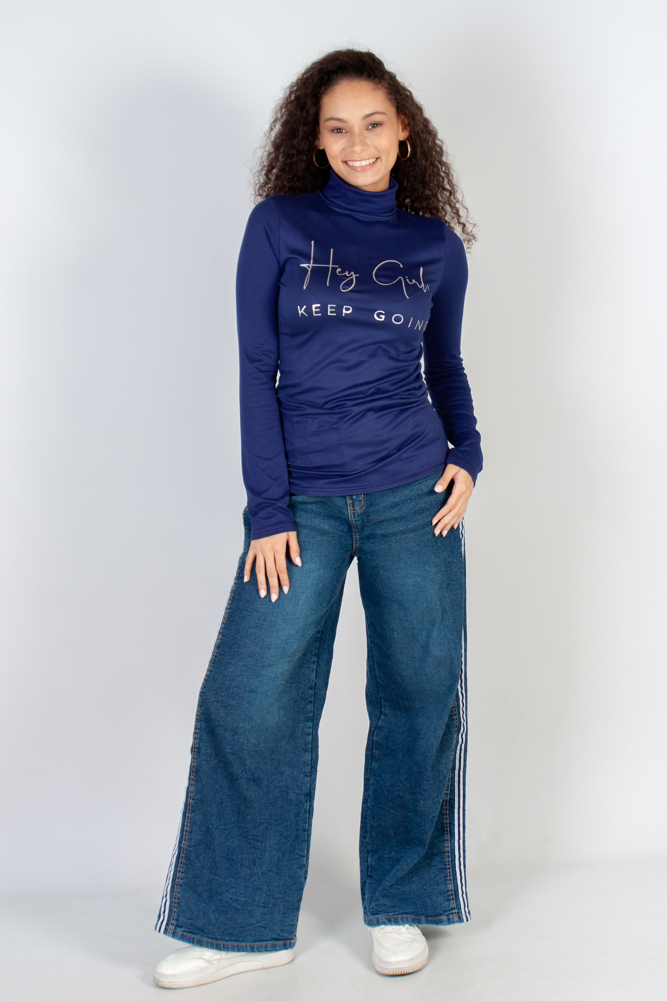 Long Sleeve Poloneck Top