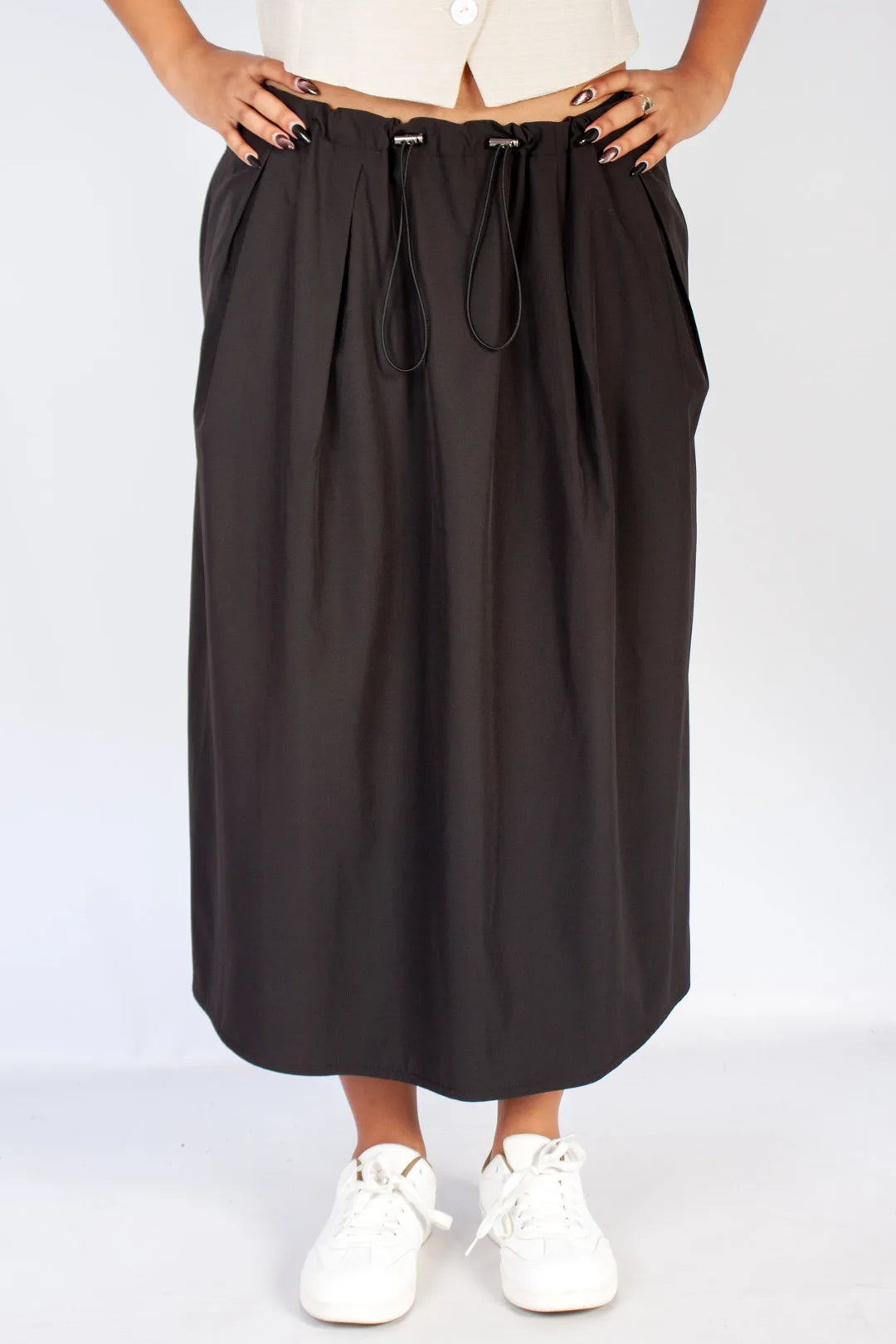 lds black poplin pocket a-line midi