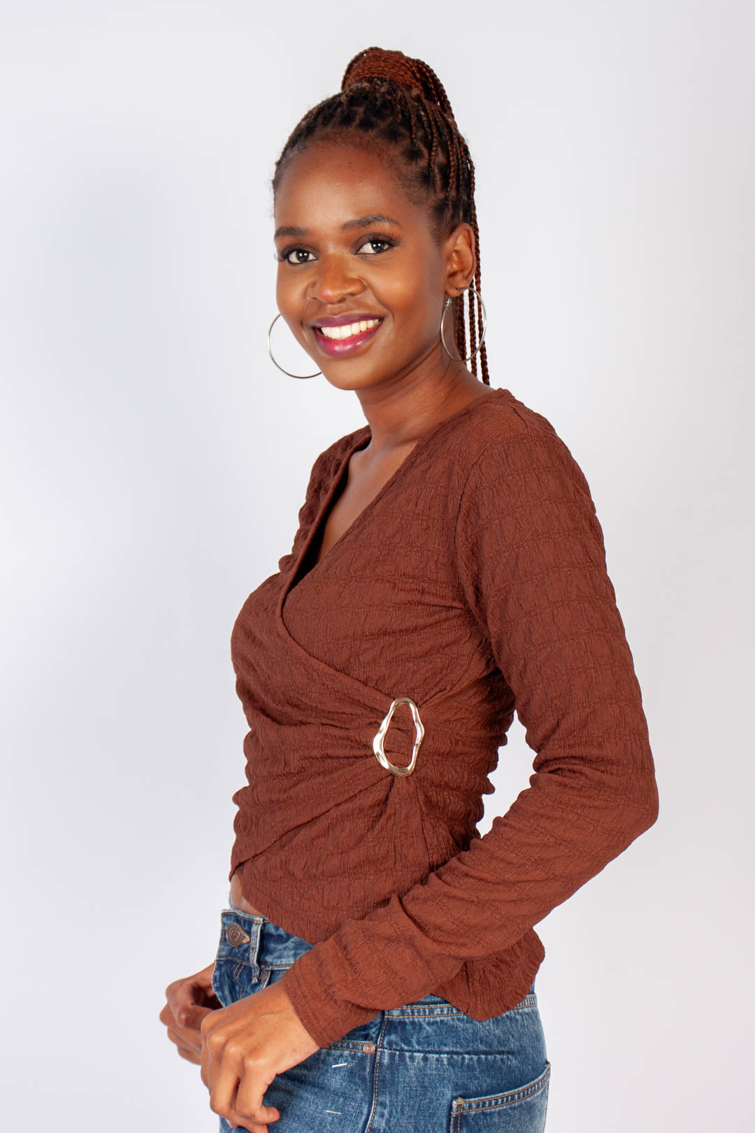 Long Sleeve Crinkle Top