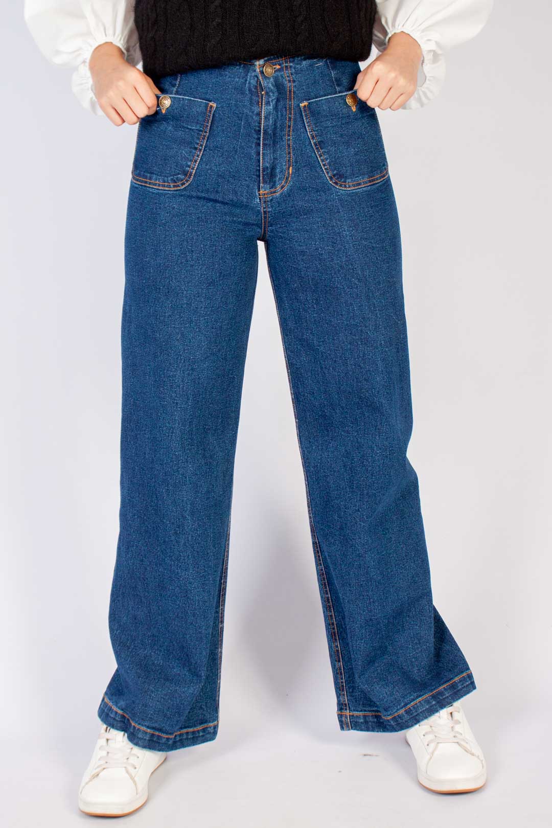 Patch Pocket Wide Leg Jean