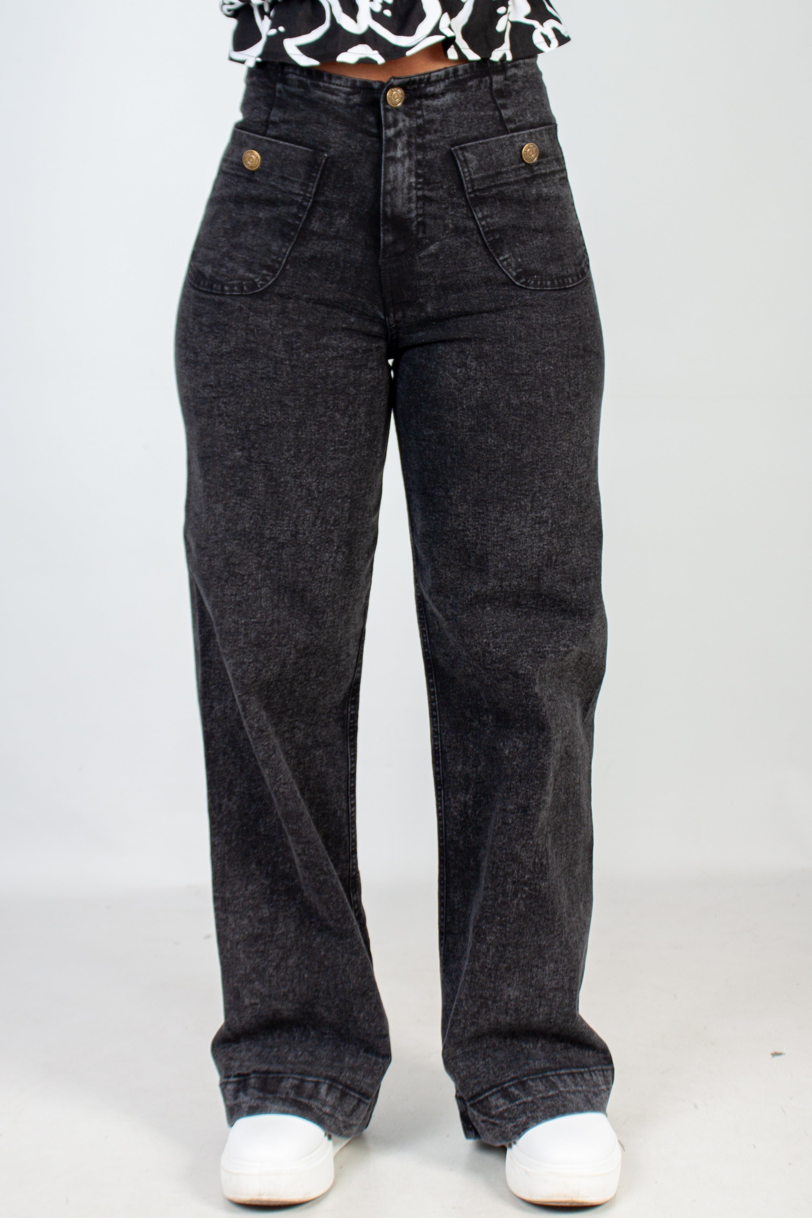 Patch Pocket Wide Leg Jean