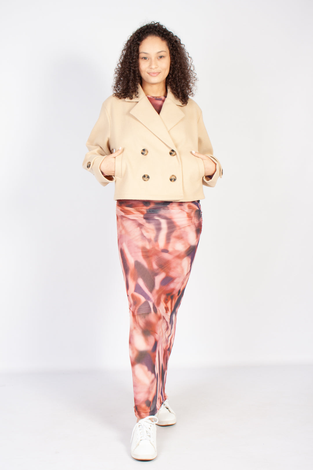 Cropped Melton Trench Coat