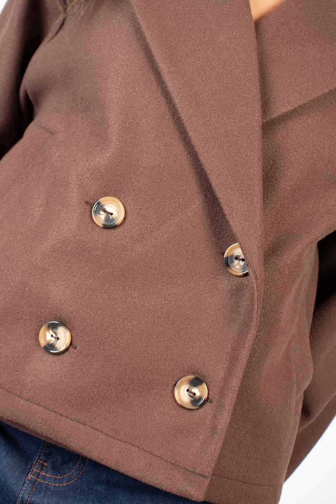 Cropped Melton Trench Coat
