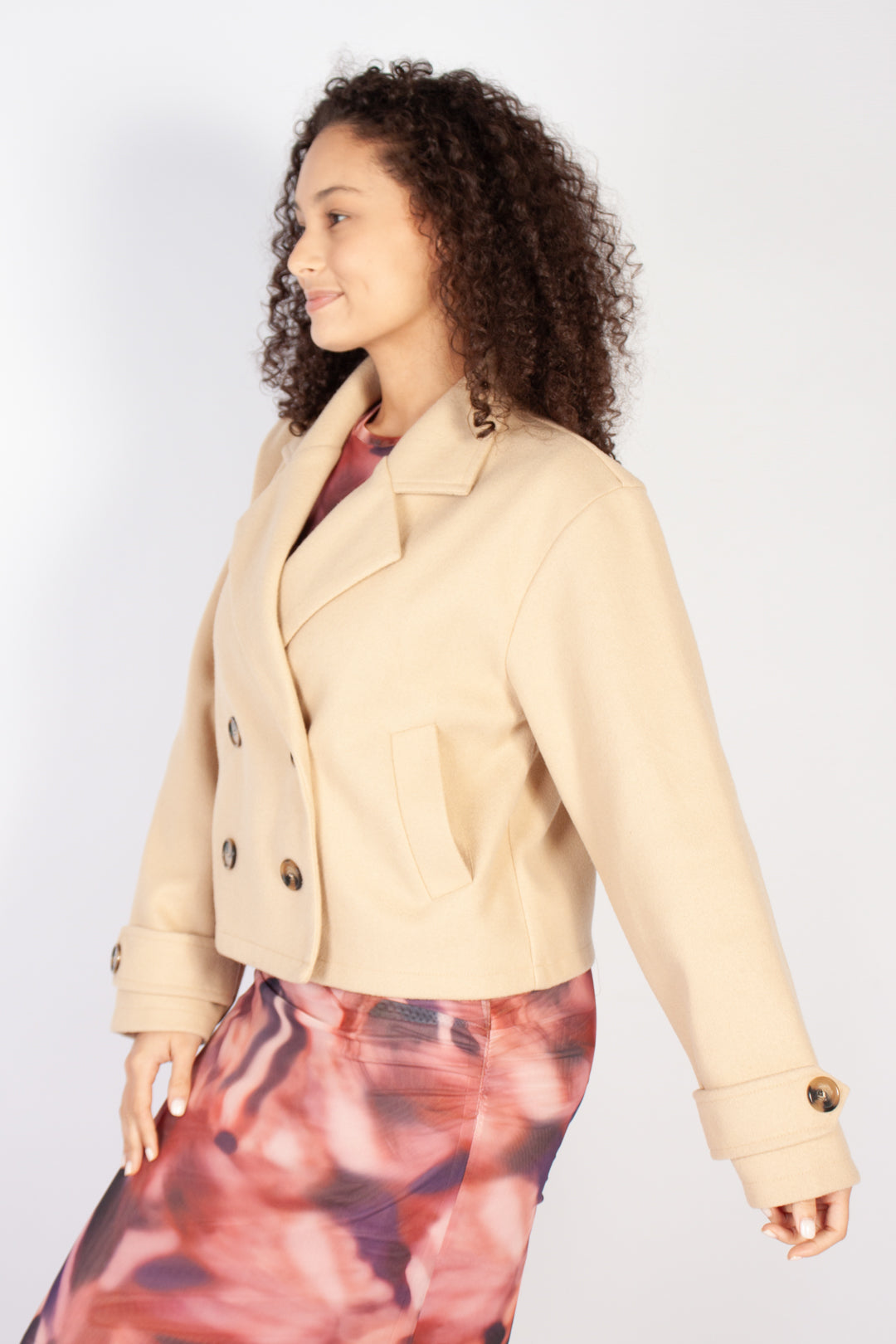 Cropped Melton Trench Coat