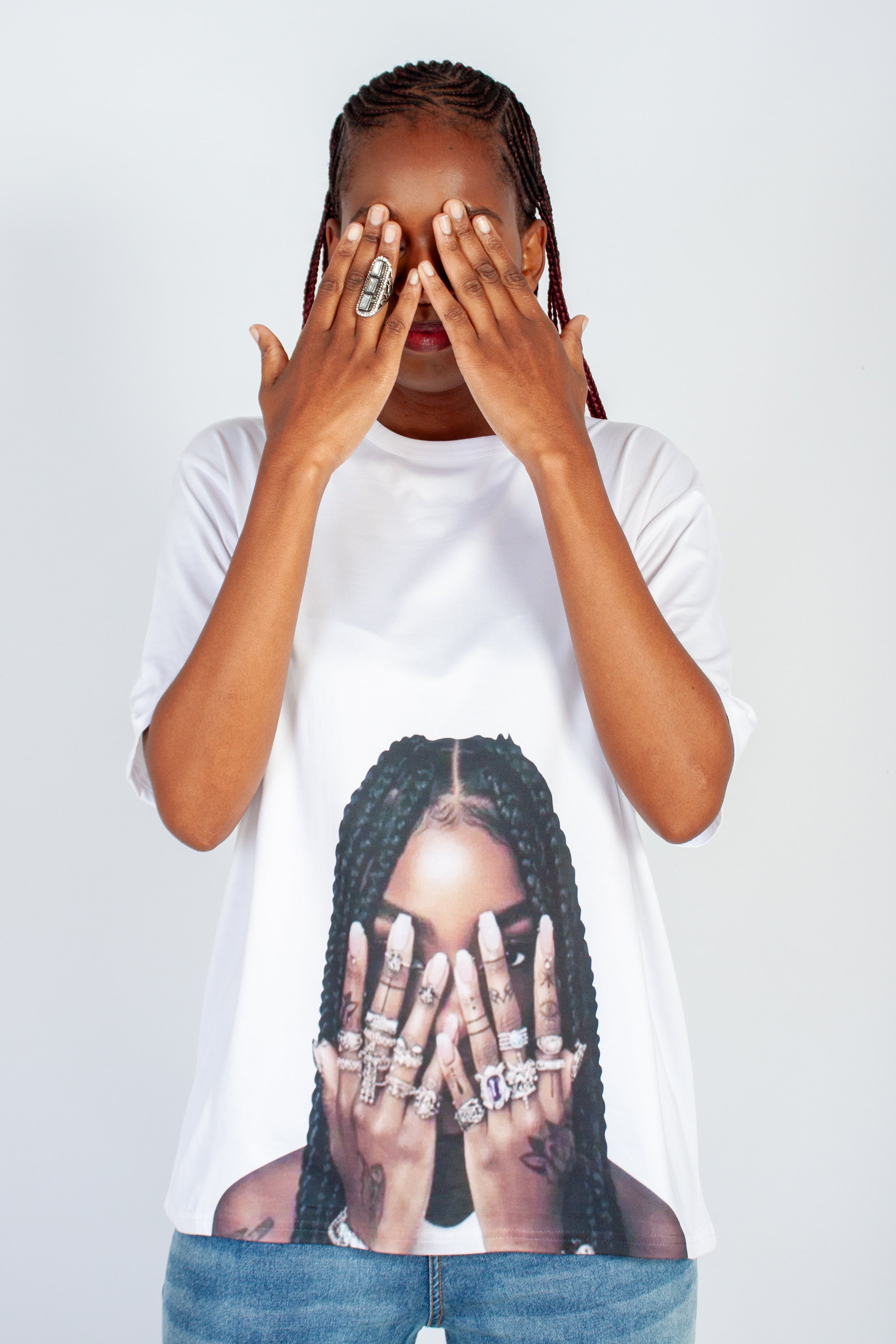 Graphic Oversized "Finger Lady Tat" T-Shirt