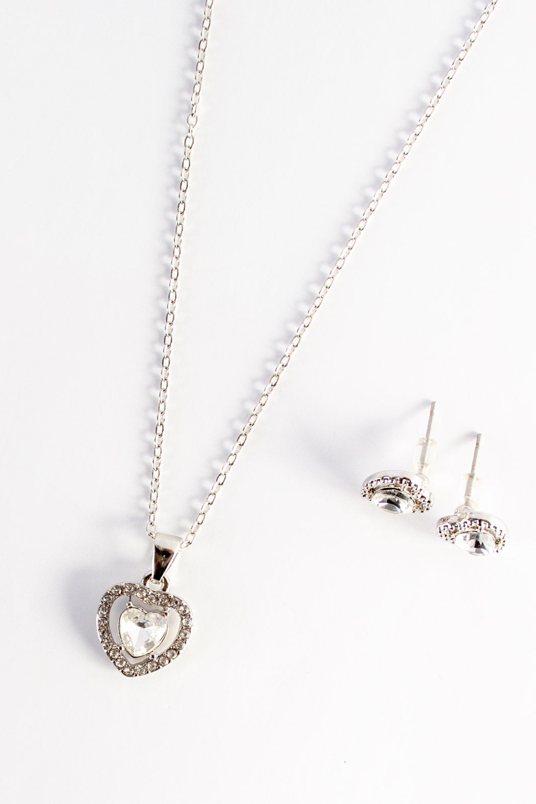 Heart Diamonte Chain and Earring Set