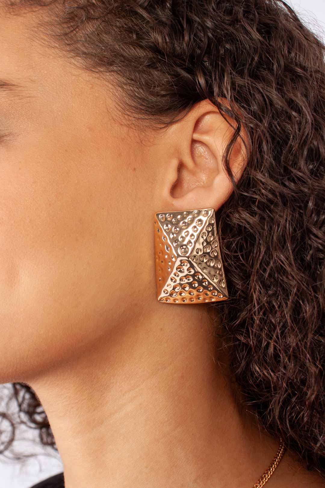 Gold Pyramid Earring