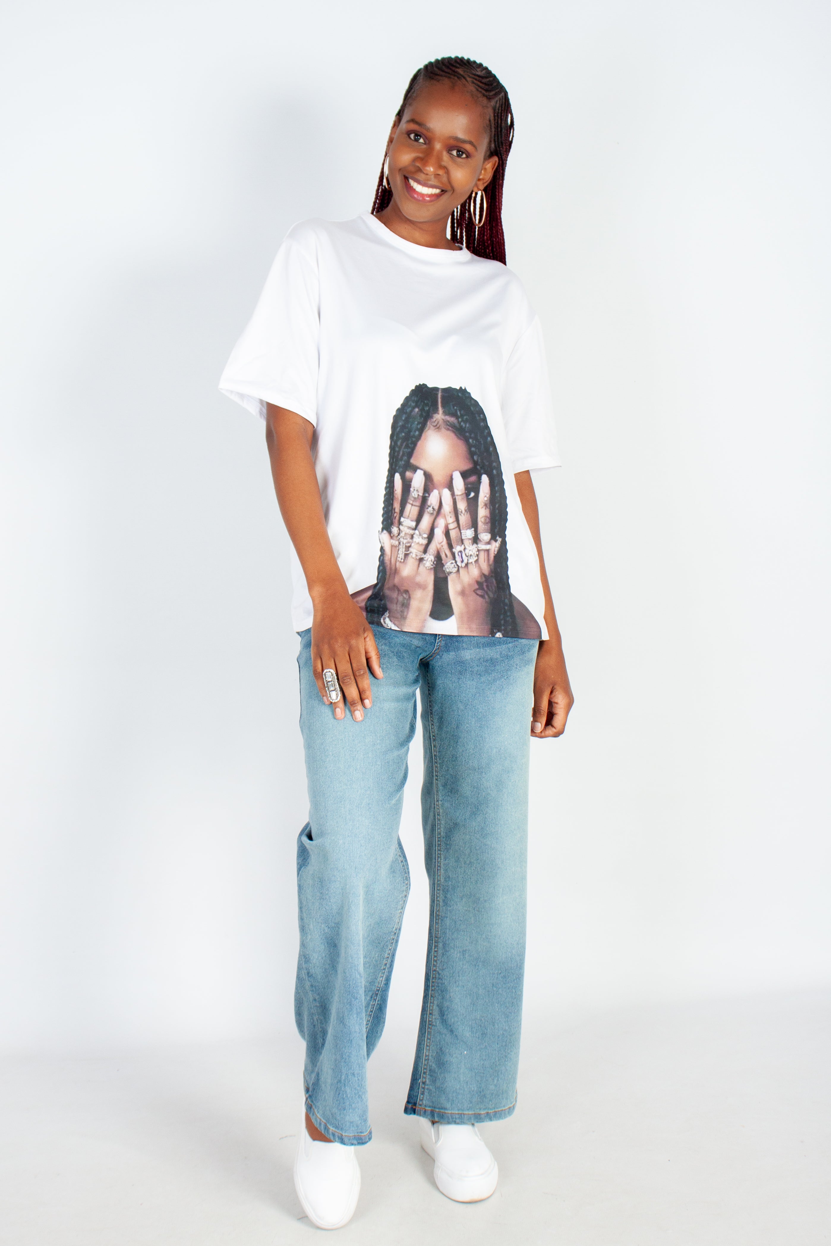 Graphic Oversized "Finger Lady Tat" T-Shirt