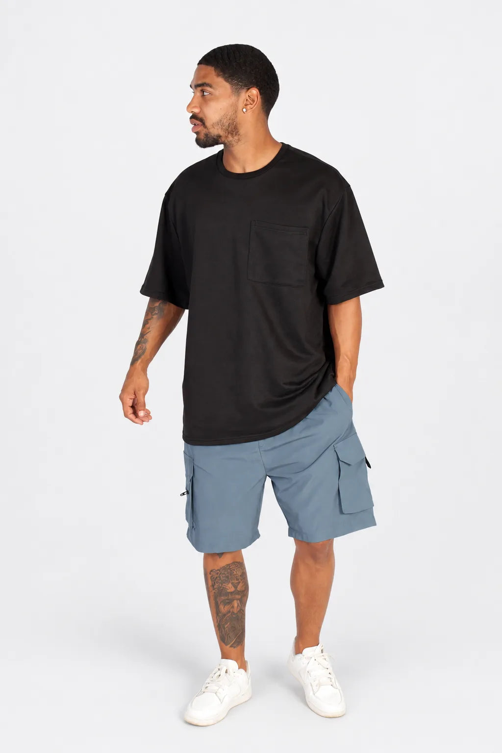 MENS GREY PARACHUTE CARGO SHORTS
