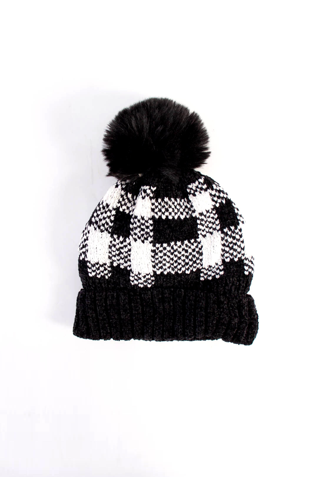 Black Check Beanie