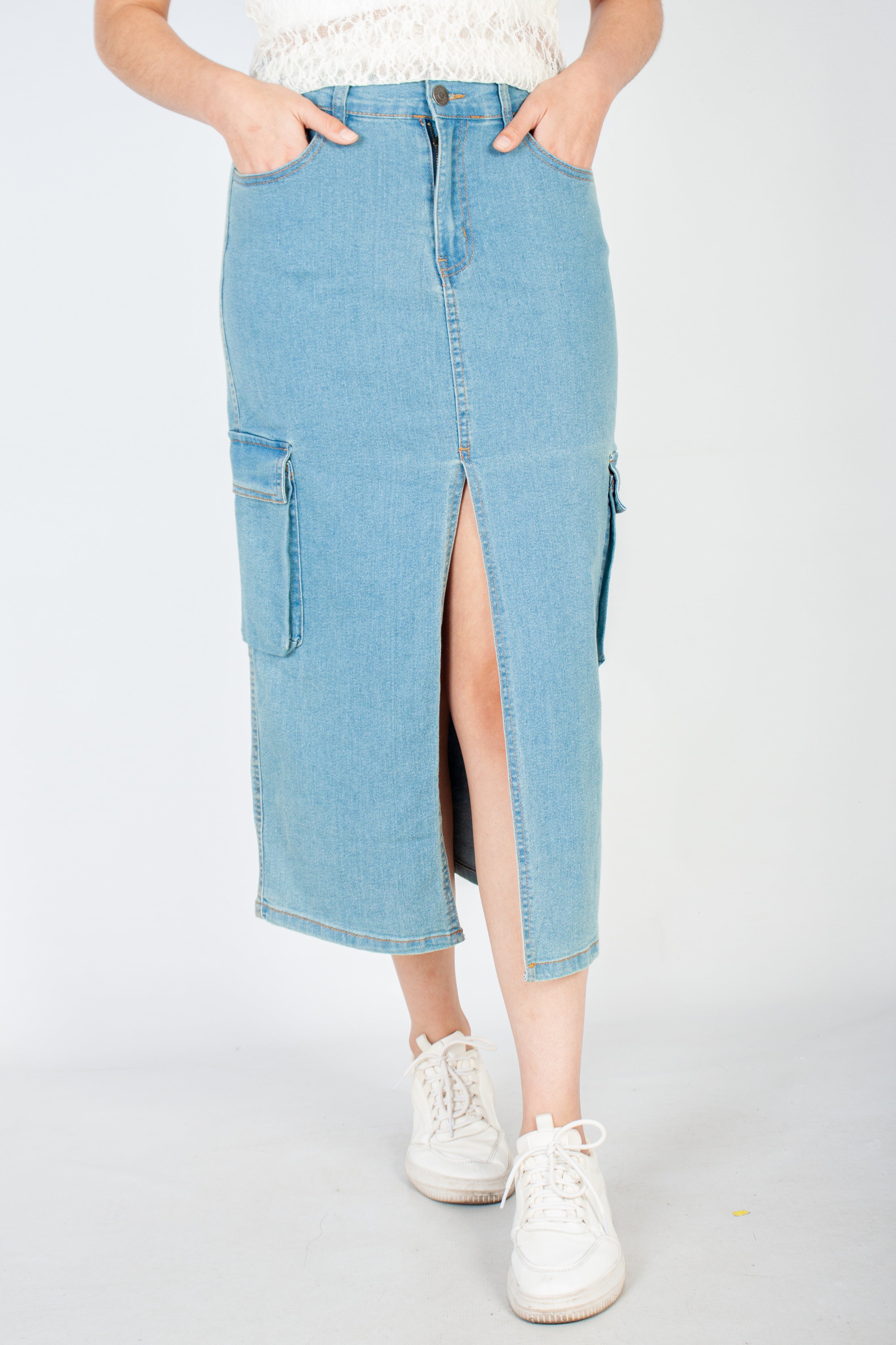 Cargo Denim Skirt