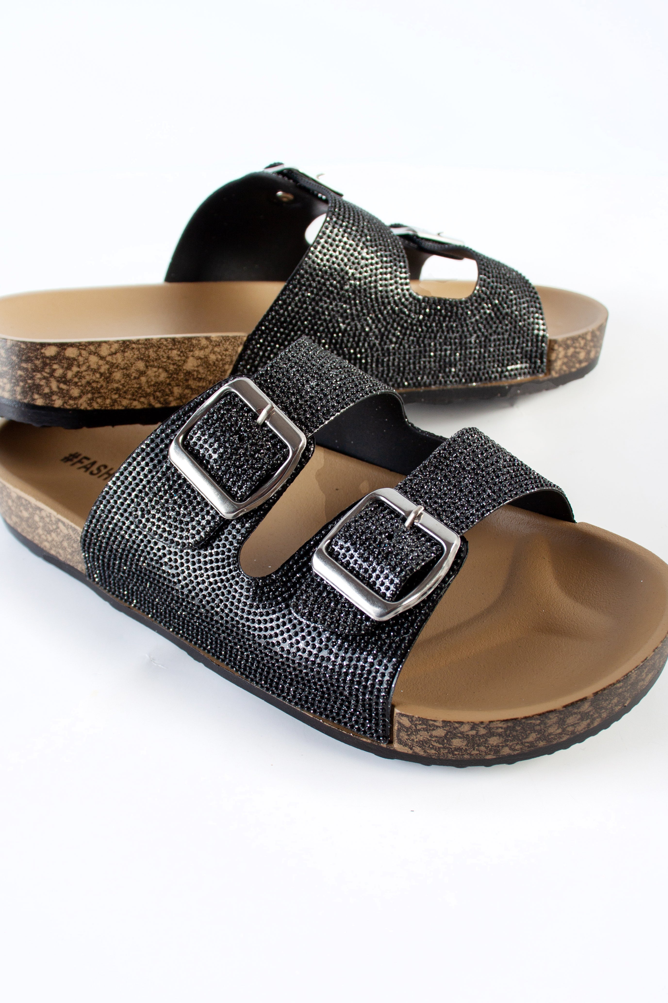 Glitter Double Buckle Sliders