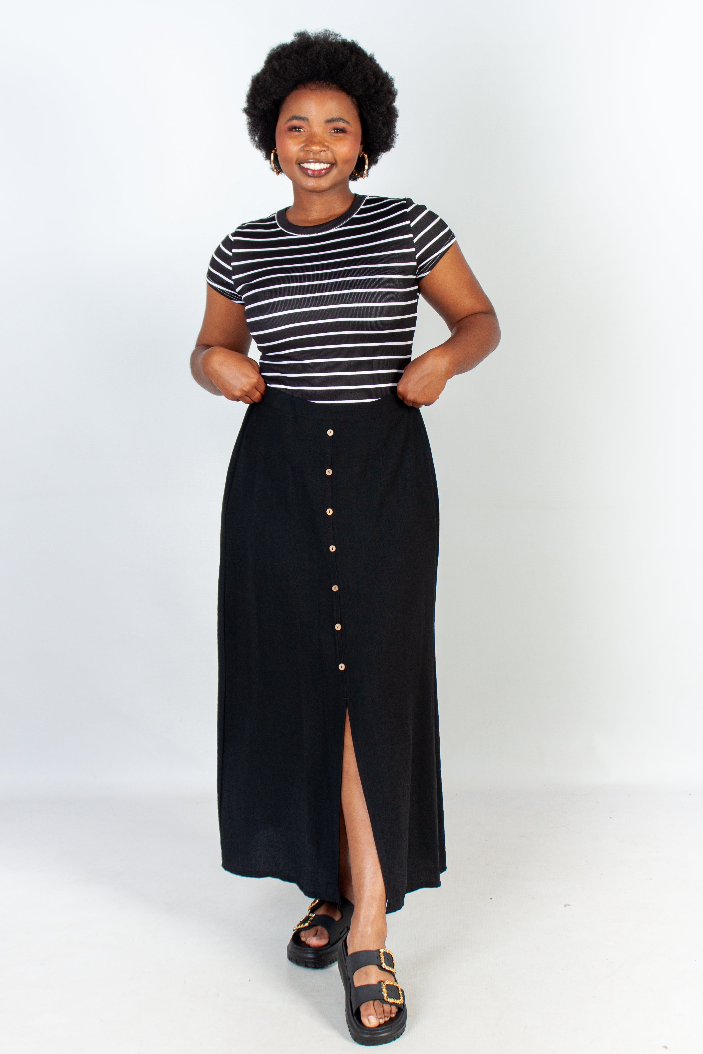 Button Front Skirt