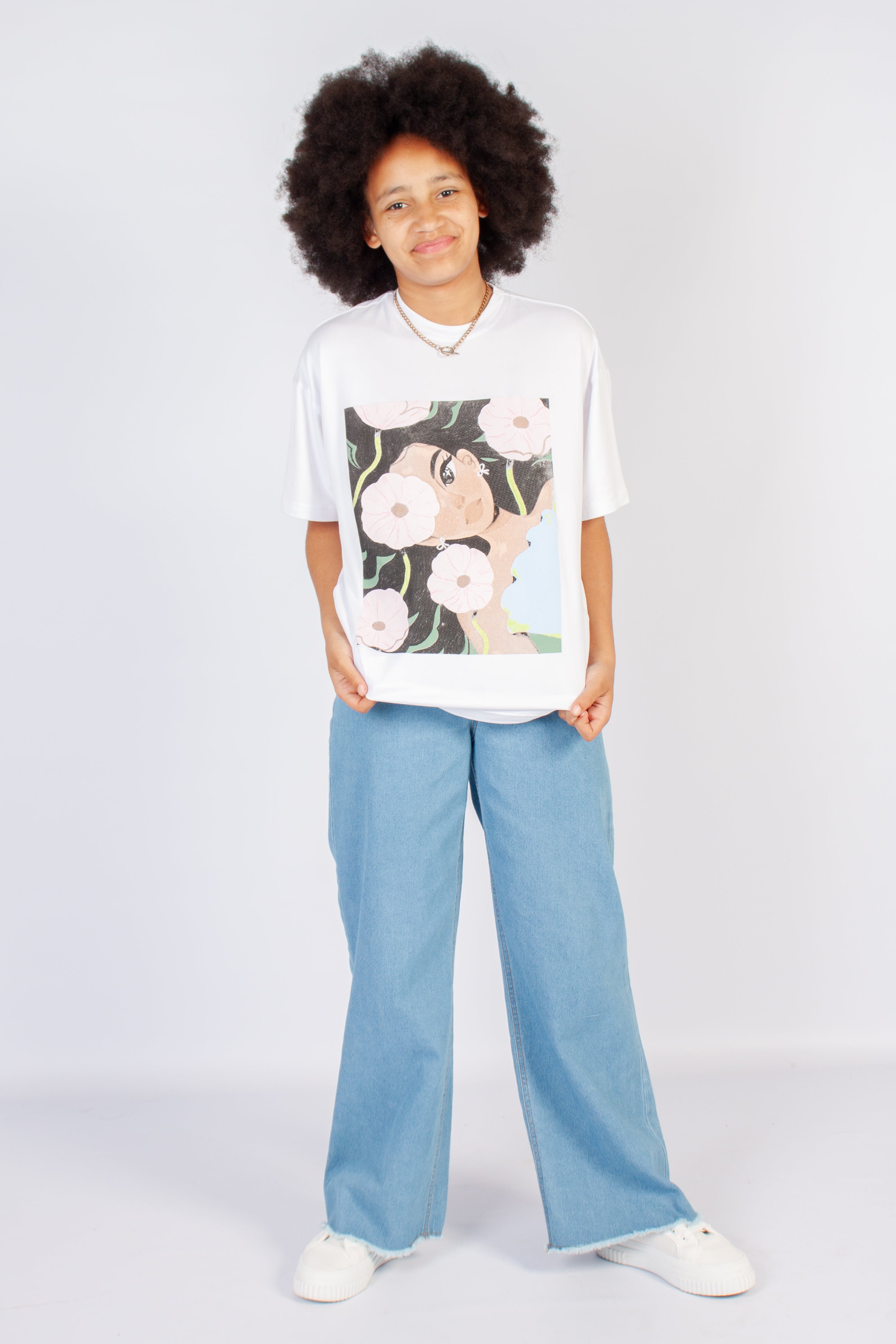 Graphic Oversized "Flower Girl" T-Shirt