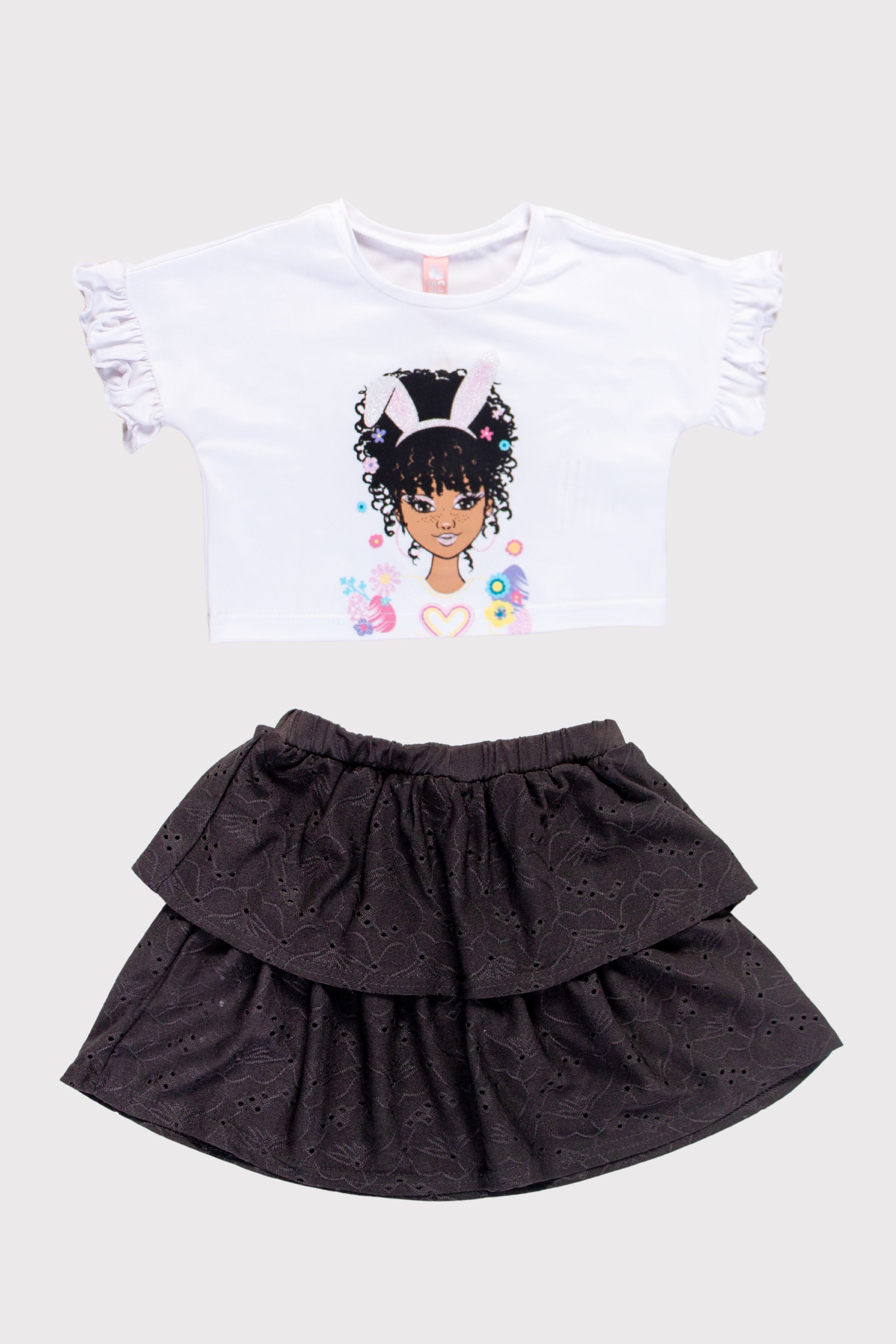 Graphic Top And Skirt Set