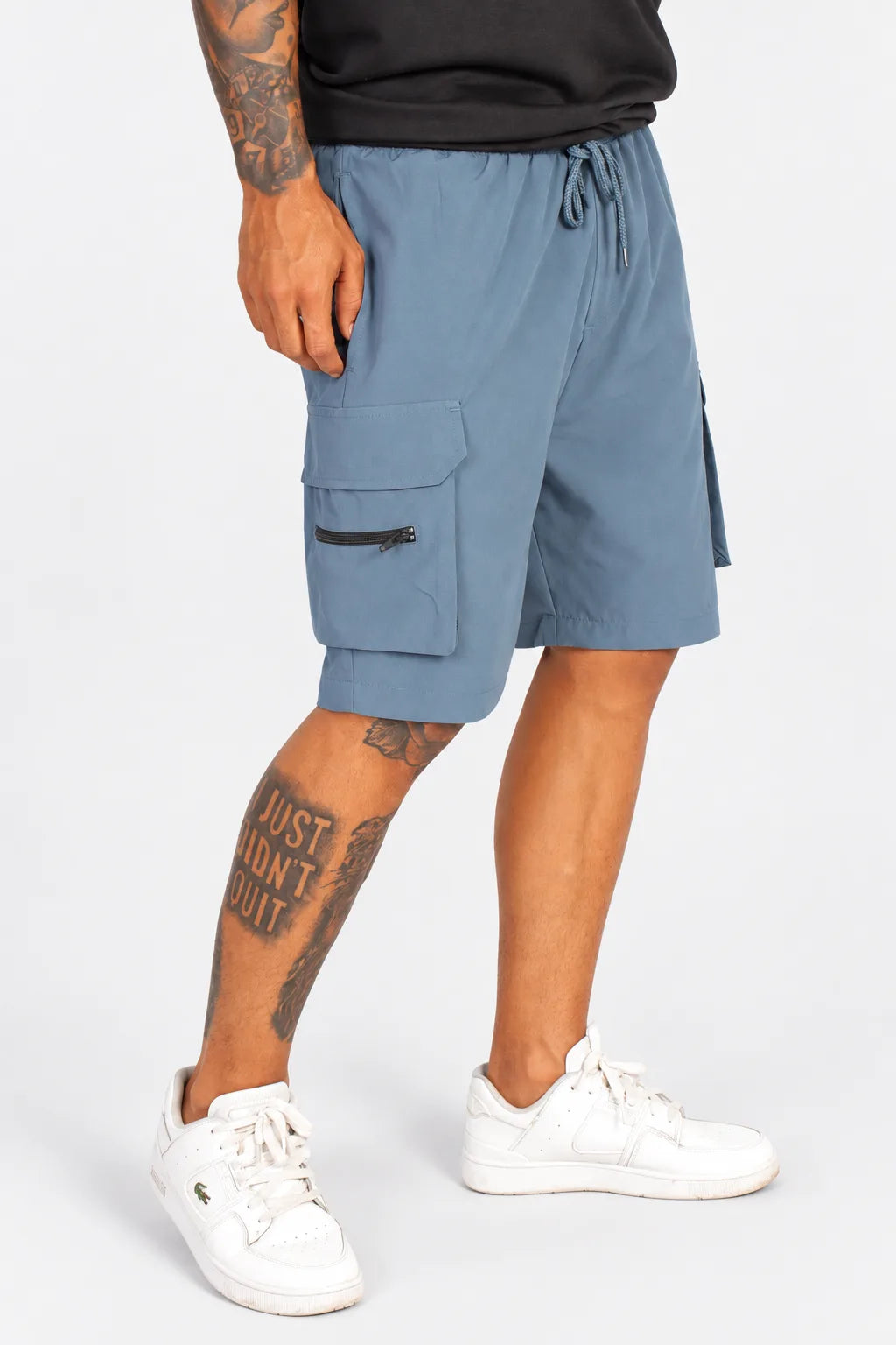 MENS GREY PARACHUTE CARGO SHORTS