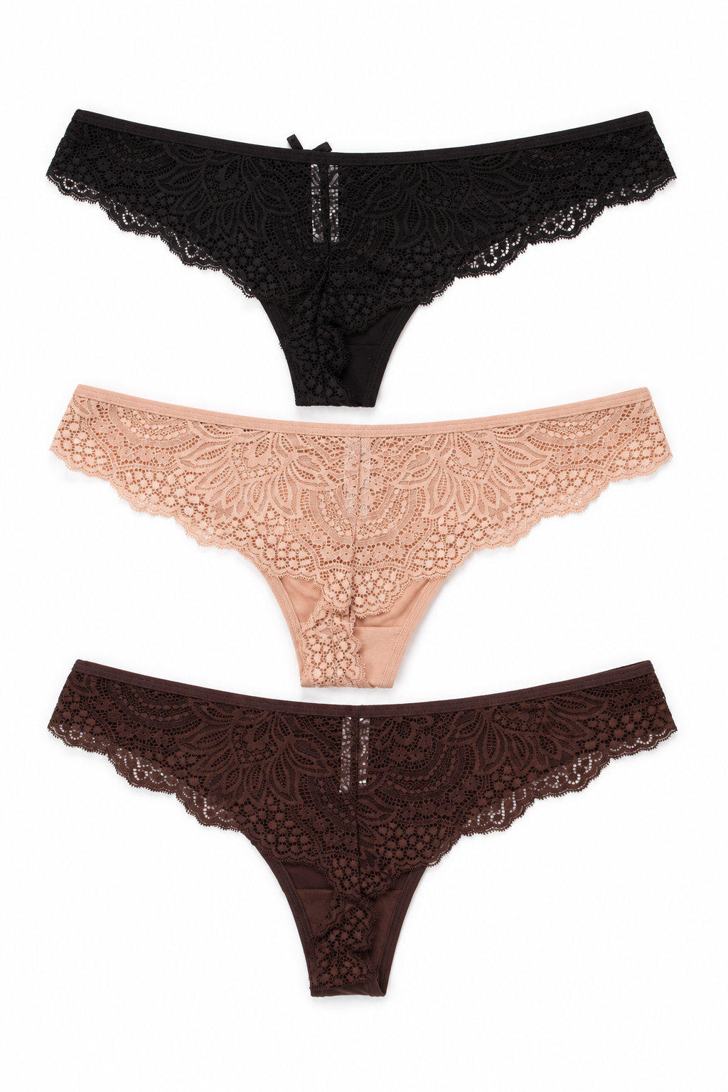 3 Pack Lace Thong