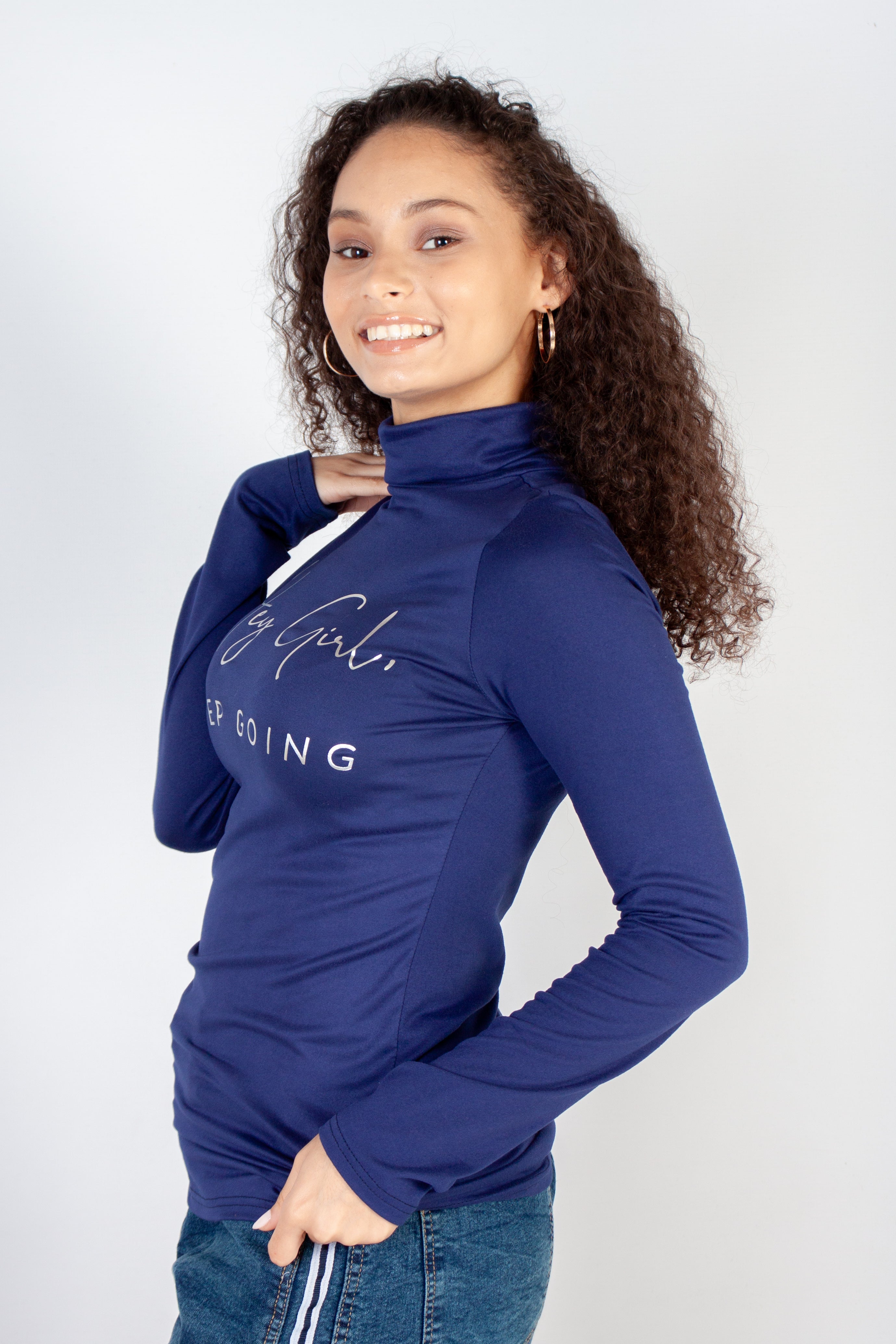 Long Sleeve Poloneck Top