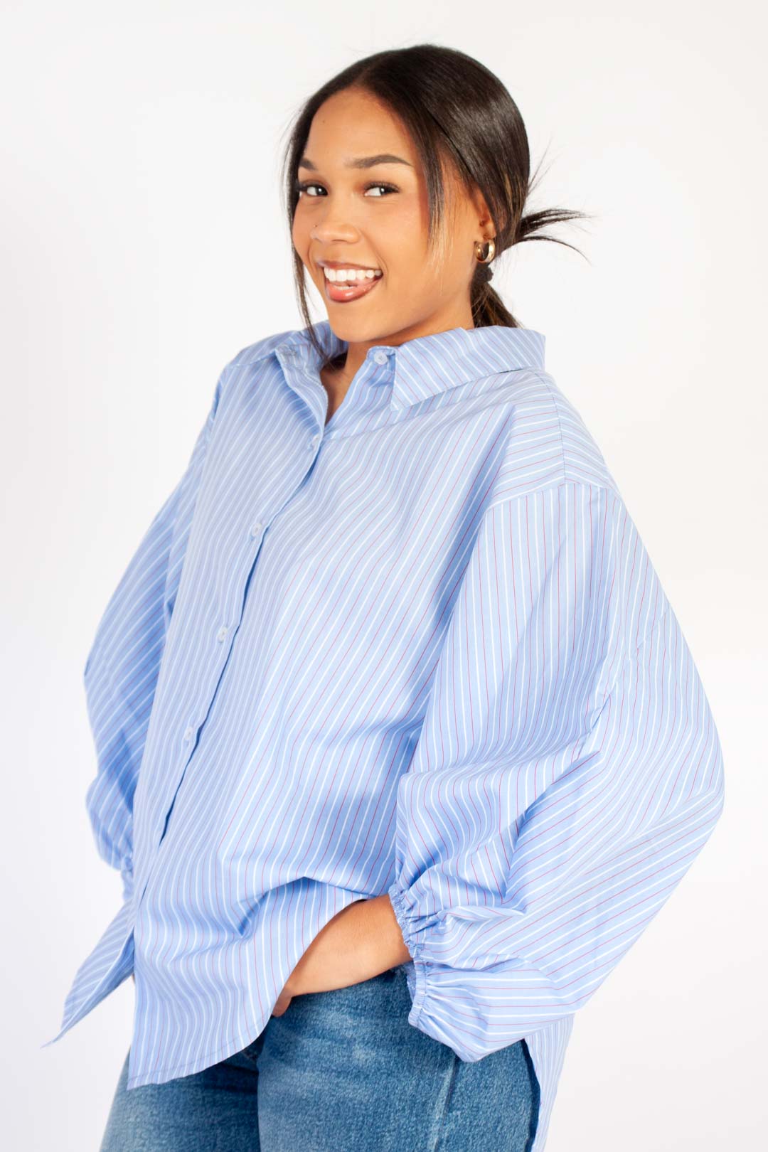 Striped Puff Sleeve Shirt