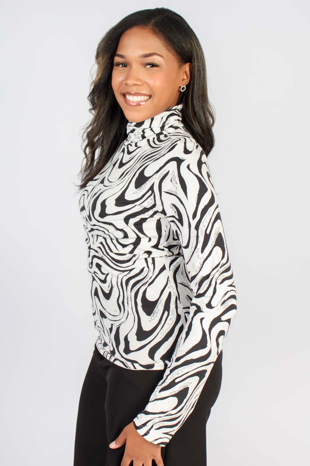 Long Sleeve Poloneck Top