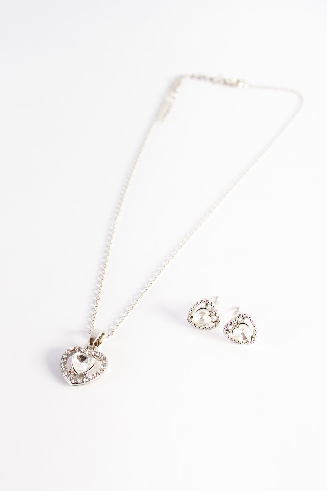Heart Diamonte Chain and Earring Set