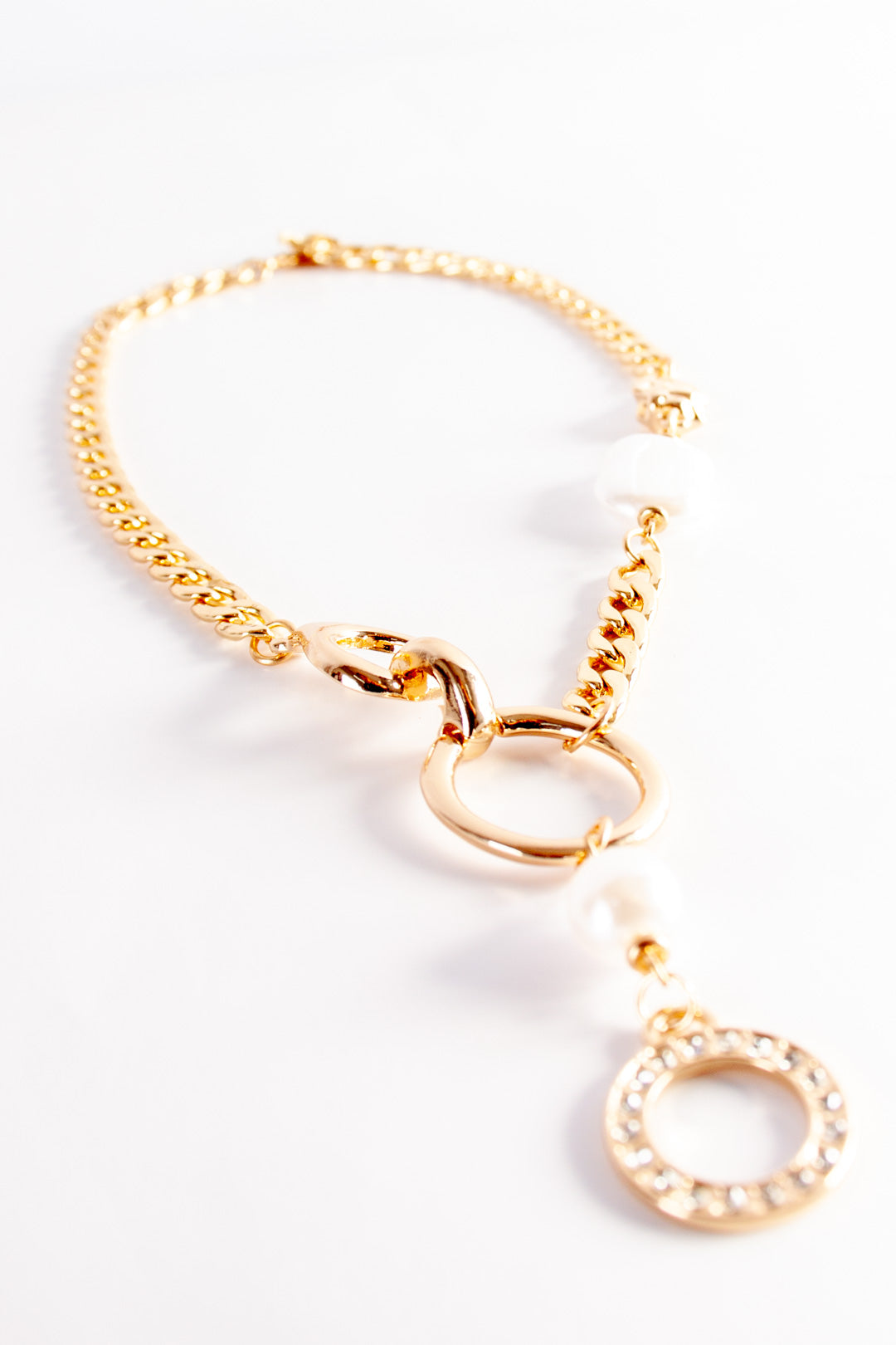 Gold Rings and Pearl Stone Neck Chain