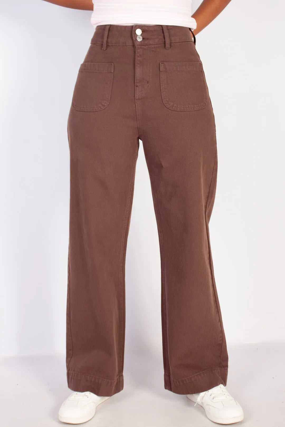 Double Button Wide Leg Jeans