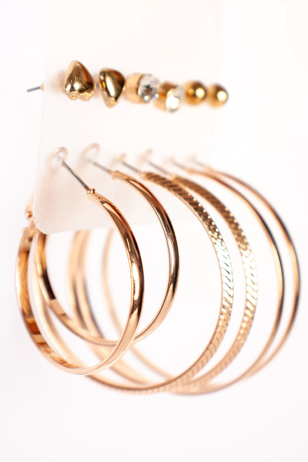 6 Stud and Hoop Earrings