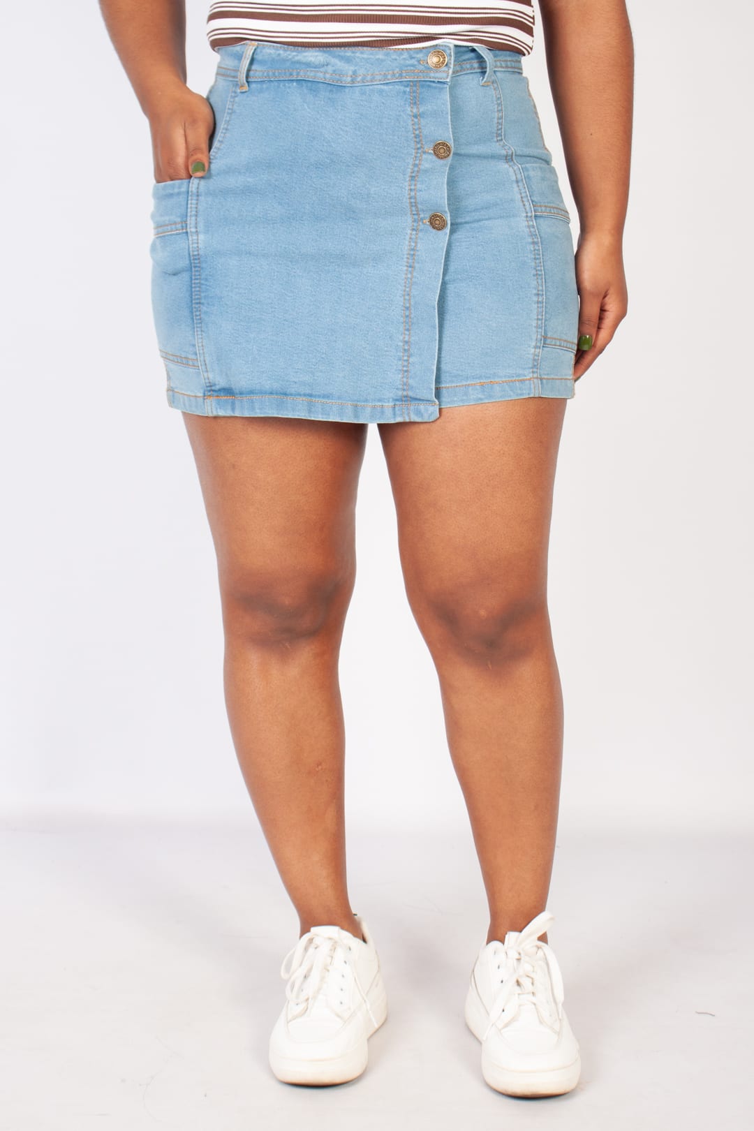 Denim cargo skort